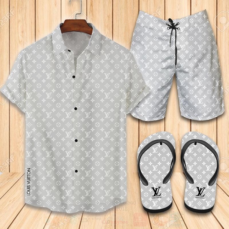 Louis Vuitton Pale Grey Hawaiian Shirt Louis Vuitton Pale Grey Hawaiian Shirt