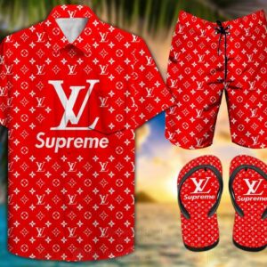 Louis Vuitton Supreme Red Hawaiian Shirt