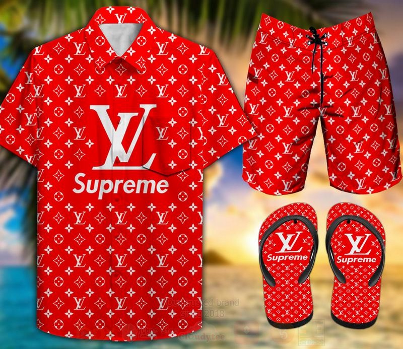 Louis Vuitton Supreme Red Hawaiian Shirt Louis Vuitton Supreme Red Hawaiian Shirt
