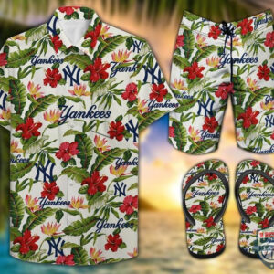 New York Yankees Hawaiian Shirt Beach Short And Flip Flops