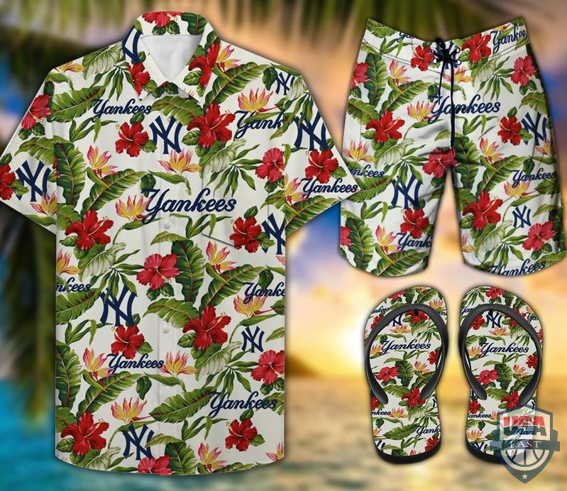 New York Yankees Hawaiian Shirt Beach Short And Flip Flops New York Yankees Hawaiian Shirt Beach Short And Flip Flops