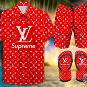 Louis Vuitton Combo Hawaiian Shirt And Short 34