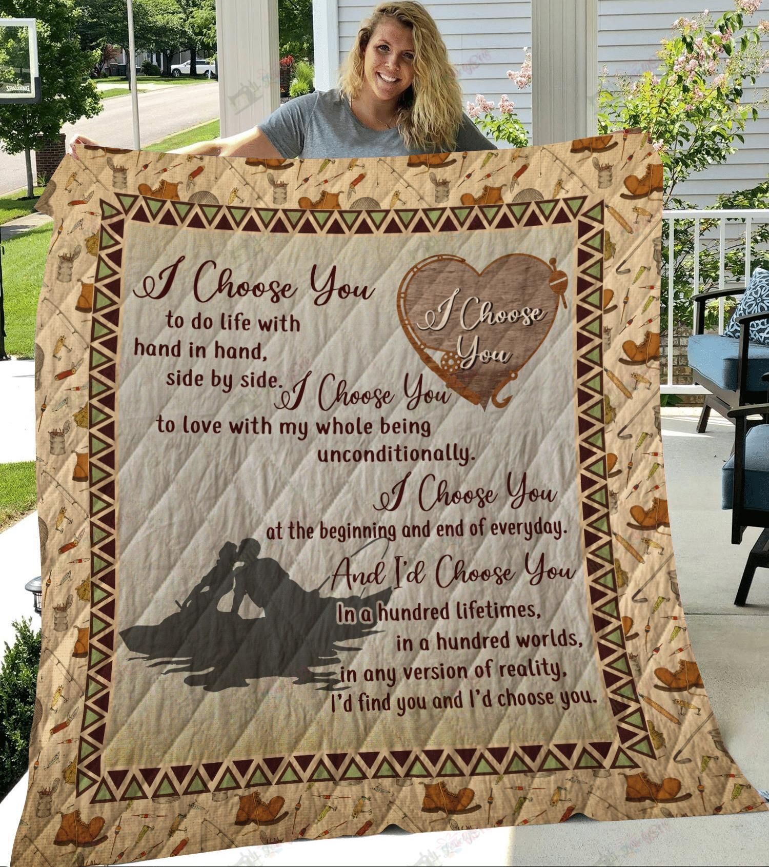 MHE20122101-MHQ20122101 I Choose You Fishing Couple Quilt Bed Set & Quilt Blanket MHE20122101-MHQ20122101 I Choose You Fishing Couple Quilt Bed Set & Quilt Blanket