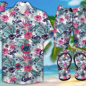 Mlb Chicago Cubs Full Print Hawaiian Shirt Beach Shorts And Flip Flops