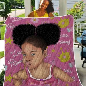 Melanin Poppin Kid Art Quilt - Afro Hair Little Princess Melanin Poppin Quilt Quilt Single