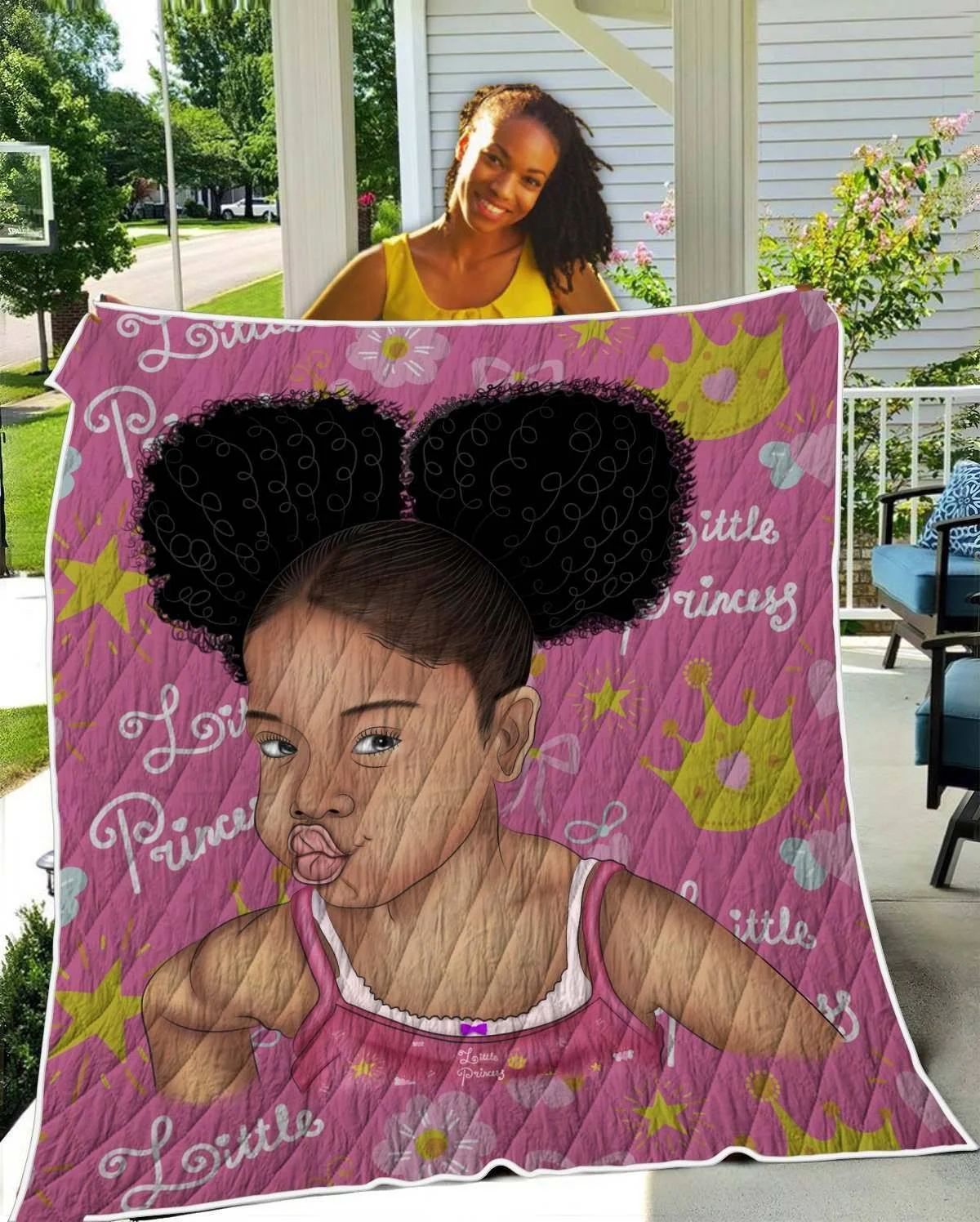 Melanin Poppin Kid Art Quilt - Afro Hair Little Princess Melanin Poppin Quilt Quilt Single Melanin Poppin Kid Art Quilt - Afro Hair Little Princess Melanin Poppin Quilt Quilt Single