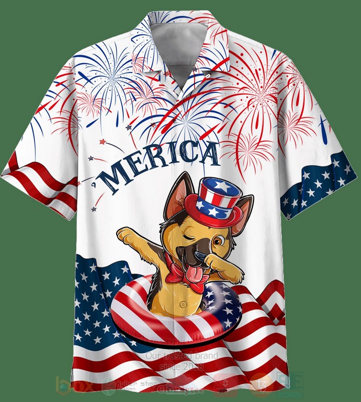 Merica Us Flag German Shepherd Hawaiian Shirt Merica Us Flag German Shepherd Hawaiian Shirt
