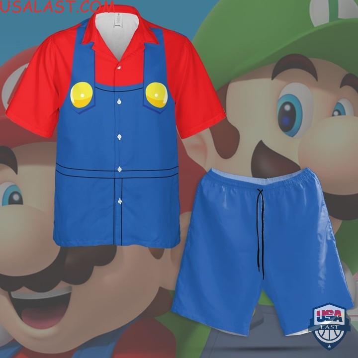 Mario Game Cosplay Aloha Hawaiian Shirts And Shorts Mario Game Cosplay Aloha Hawaiian Shirts And Shorts