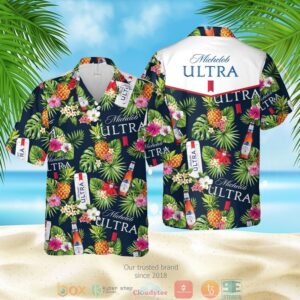 Michelob Ultra Pineapple Blue Green Hawaiian Shirt