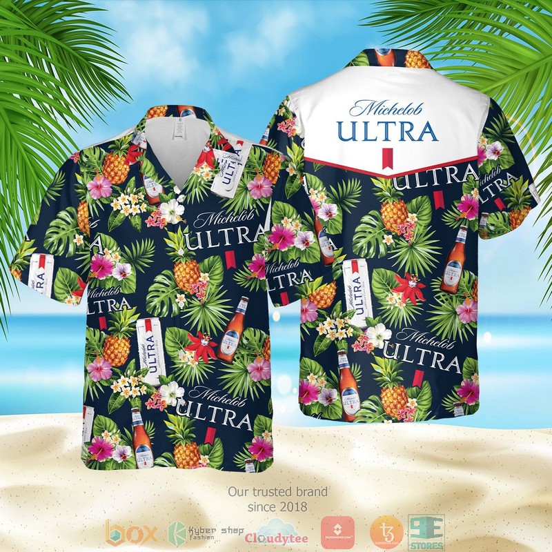Michelob Ultra Pineapple Blue Green Hawaiian Shirt Michelob Ultra Pineapple Blue Green Hawaiian Shirt