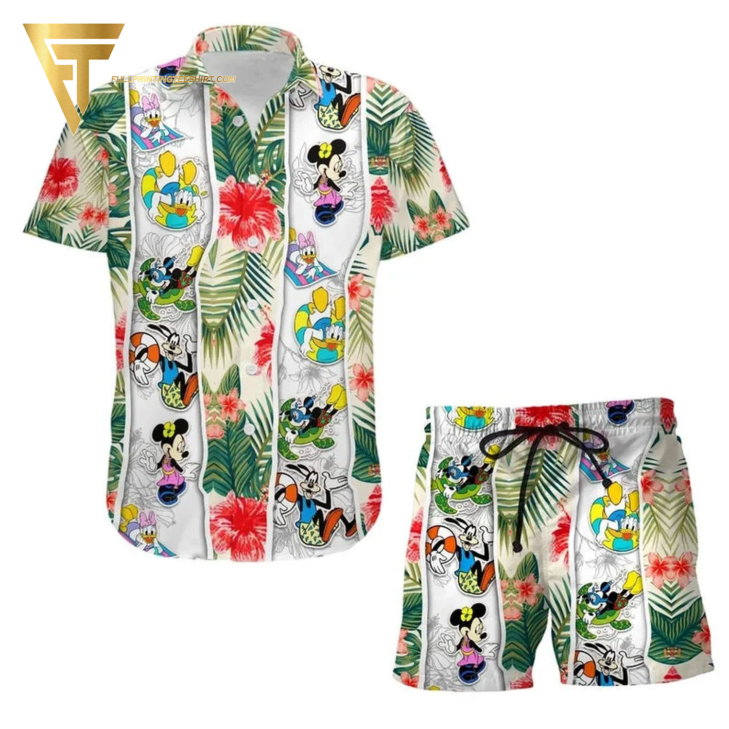 Mickey Mouse And Friends All Over Print Hawaiian Shirts And Beach Shorts Mickey Mouse And Friends All Over Print Hawaiian Shirts And Beach Shorts