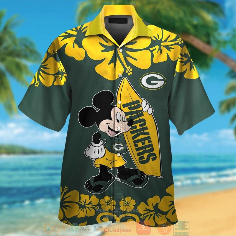 Mickey Mouse Green Bay Packers Hawaiian Shirt And Shorts Mickey Mouse Green Bay Packers Hawaiian Shirt And Shorts