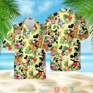 Mickey Mouse Pineapple Light Yellow Hawaiian Shirt