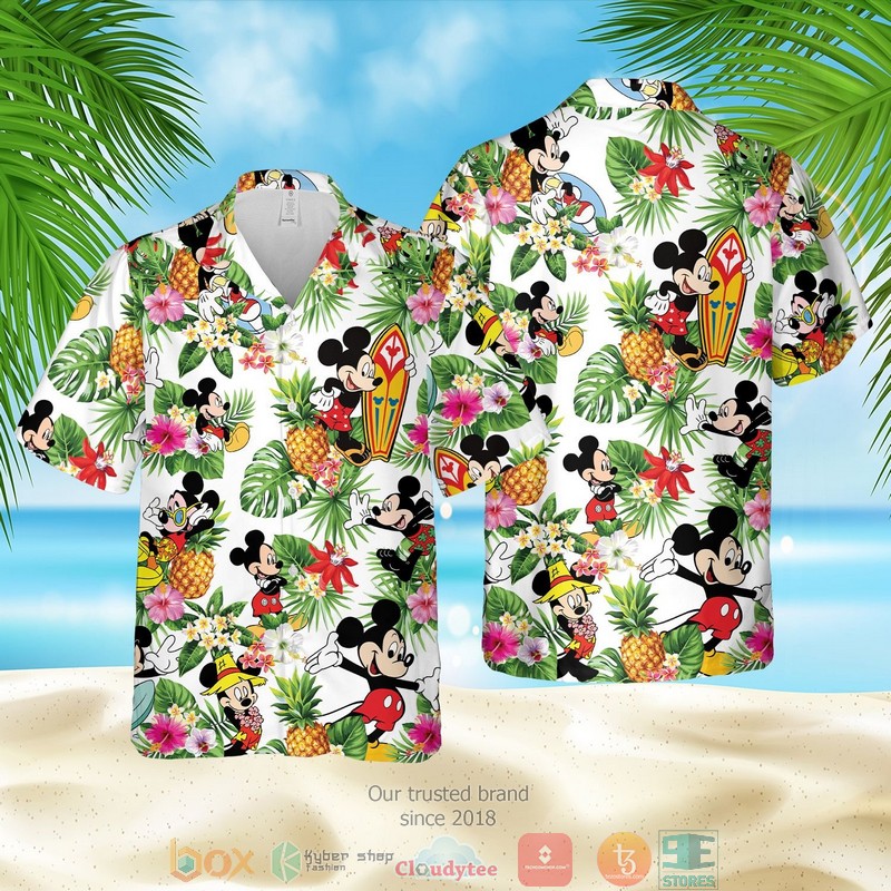 Mickey Mouse Pineapple White Green Hawaiian Shirt Mickey Mouse Pineapple White Green Hawaiian Shirt