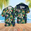 Miller Lite Pineapple Blue Green Hawaiian Shirt