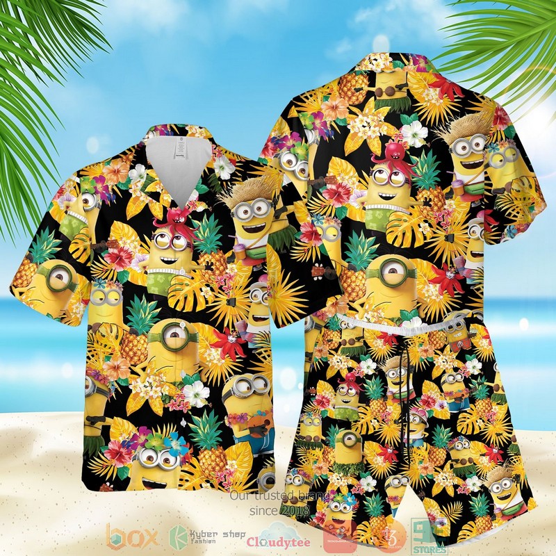 Minions Pineapple Black Yellow Hawaiian Shirt Minions Pineapple Black Yellow Hawaiian Shirt