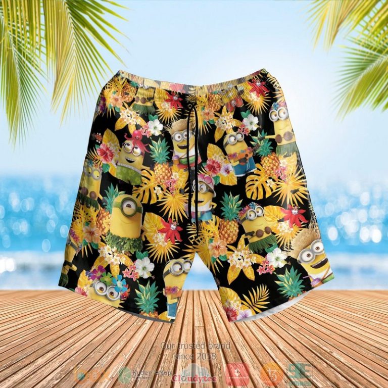 Minions_pineapple_black_yellow_Hawaiian_Shirt_Shorts_1_2-768x768-1