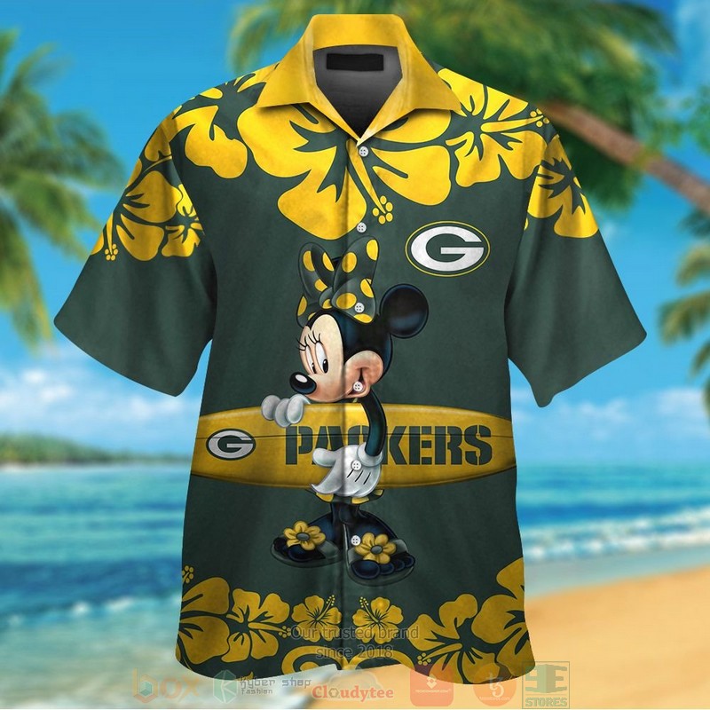 Minnie Mouse Green Bay Packers Hawaiian Shirt And Shorts Minnie Mouse Green Bay Packers Hawaiian Shirt And Shorts