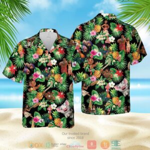 Moana Pineapple Black Hawaiian Shirt