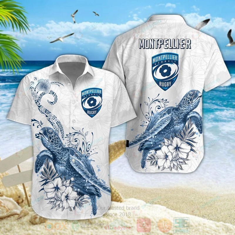 Montpellier Herault Rugby Turtle Hawaiian Shirt Montpellier Herault Rugby Turtle Hawaiian Shirt