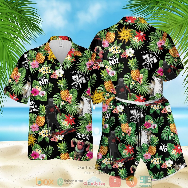 Monty Python Pineapple Black Hawaiian Shirt Monty Python Pineapple Black Hawaiian Shirt