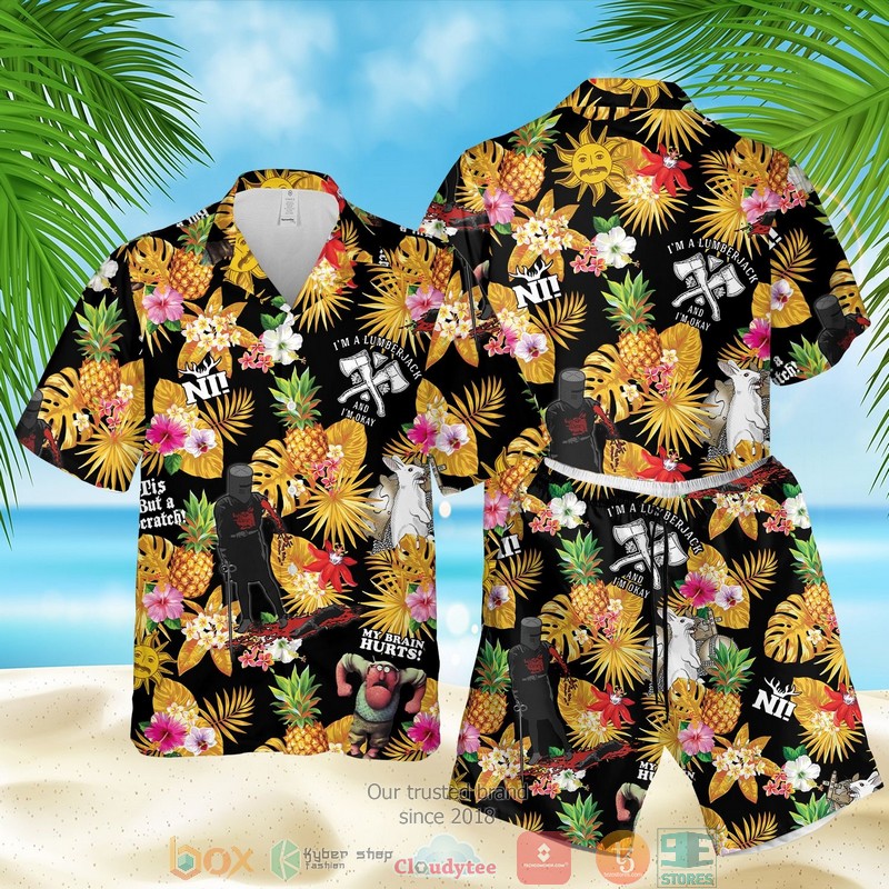 Monty Python Pineapple Black Yellow Hawaiian Shirt Monty Python Pineapple Black Yellow Hawaiian Shirt