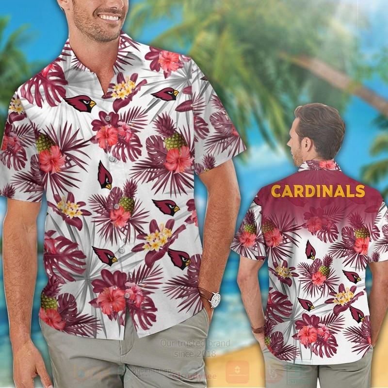 Nfl Arizona Cardinals Pink Hibiscus Flower Hawaiian Shirt Nfl Arizona Cardinals Pink Hibiscus Flower Hawaiian Shirt
