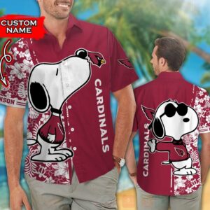 Nfl Arizona Cardinals And Snoopy Custom Name Hawaiian Shirt
