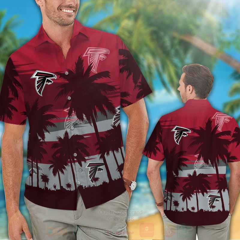 Nfl Atlanta Falcons Grey-Red Hawaiian Shirt Nfl Atlanta Falcons Grey-Red Hawaiian Shirt