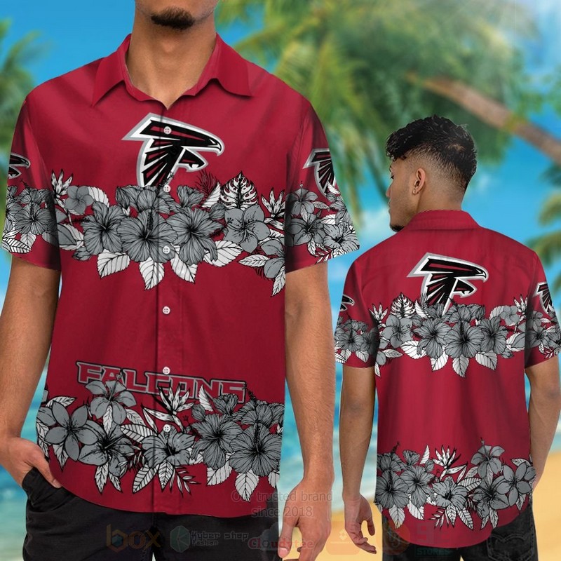 Nfl Atlanta Falcons Grey Hibiscus Flower Hawaiian Shirt Nfl Atlanta Falcons Grey Hibiscus Flower Hawaiian Shirt