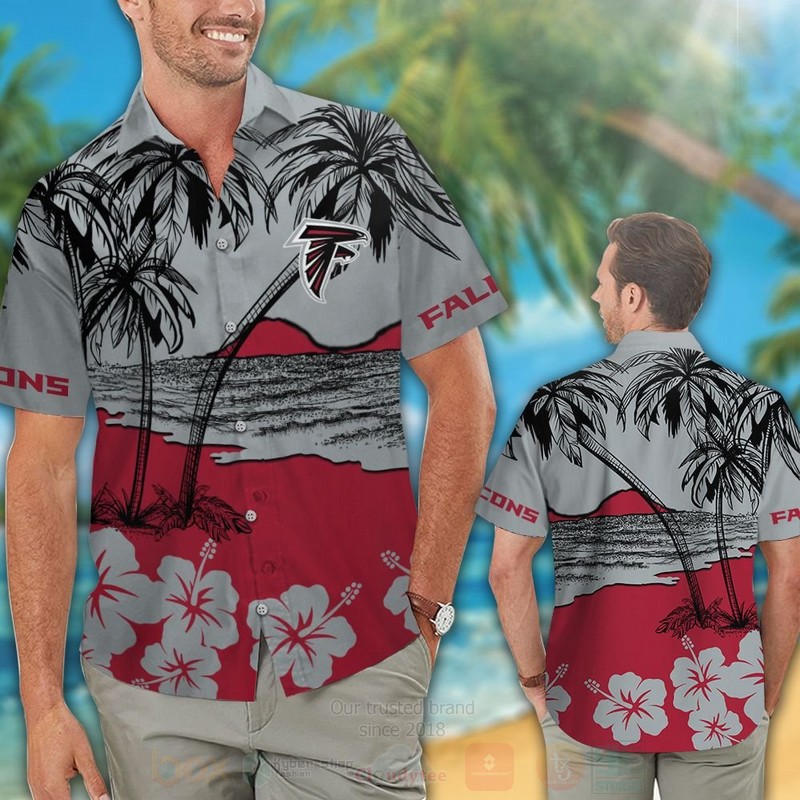 Nfl Atlanta Falcons Red-Grey Hawaiian Shirt Nfl Atlanta Falcons Red-Grey Hawaiian Shirt