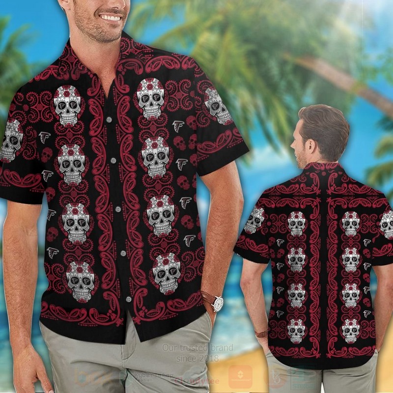 Nfl Atlanta Falcons Skulls Hawaiian Shirt Nfl Atlanta Falcons Skulls Hawaiian Shirt