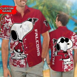 Nfl Atlanta Falcons And Snoopy Custom Name Hawaiian Shirt