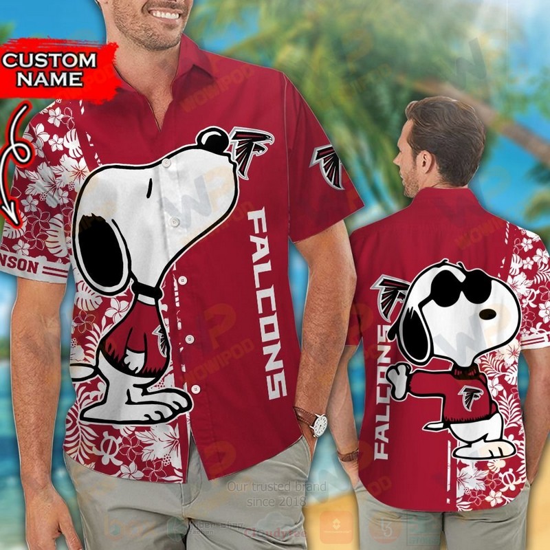 Nfl Atlanta Falcons And Snoopy Custom Name Hawaiian Shirt Nfl Atlanta Falcons And Snoopy Custom Name Hawaiian Shirt