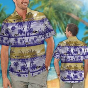 Nfl Baltimore Ravens Blue-Yellow Hawaiian Shirt