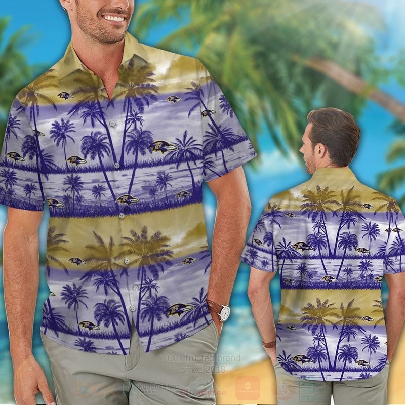 Nfl Baltimore Ravens Blue-Yellow Hawaiian Shirt Nfl Baltimore Ravens Blue-Yellow Hawaiian Shirt