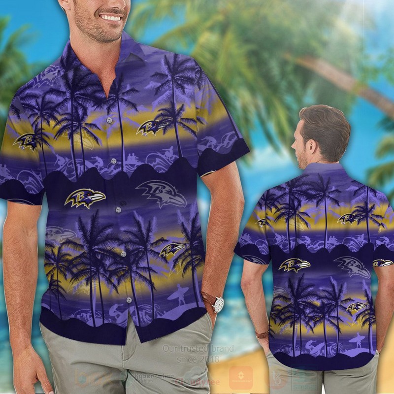 Nfl Baltimore Ravens Light Purple Hawaiian Shirt Nfl Baltimore Ravens Light Purple Hawaiian Shirt