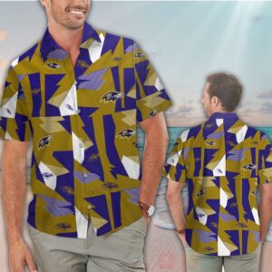 Nfl Baltimore Ravens Navy-Brown Hawaiian Shirt