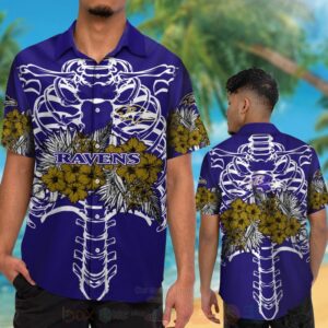 Nfl Baltimore Ravens Skeleton Hawaiian Shirt