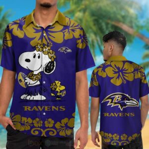 Nfl Baltimore Ravens Snoopy And Woodstock Hawaiian Shirt
