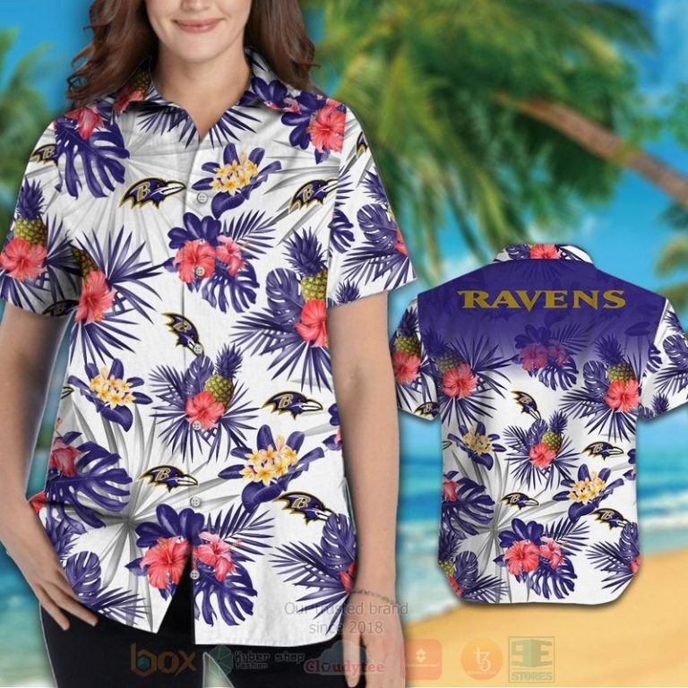 NFL_Baltimore_Ravens_White-Red_Hibiscus_Flowers_Hawaiian_Shirt_Short_1_2-768x768-1