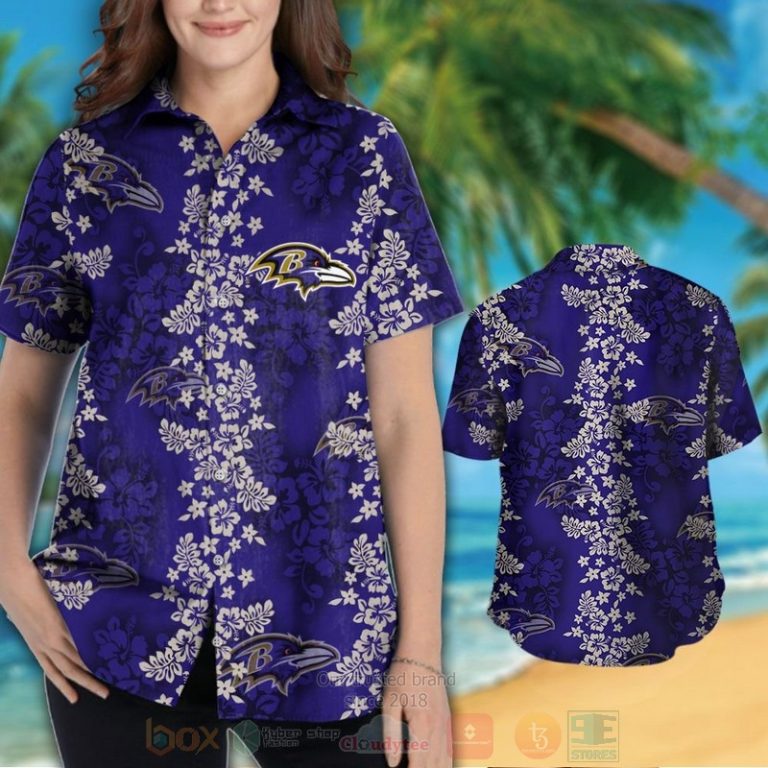 NFL_Baltimore_Ravens_White_Hibiscus_Flowers_Hawaiian_Shirt_Short_1_2-768x768-1
