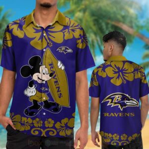 Nfl Baltimore Ravens And Mickey Mouse Hawaiian Shirt