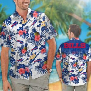 Nfl Buffalo Bills Blue-White Hibiscus Flowers Hawaiian Shirt