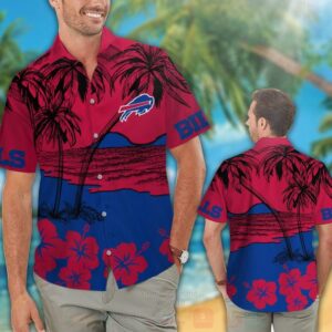 Nfl Buffalo Bills Red-Blue Hibiscus Hawaiian Shirt