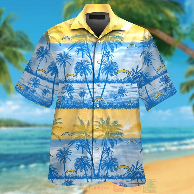 Nfl Los Angeles Chargers Blue-White Hawaiian Shirt Nfl Los Angeles Chargers Blue-White Hawaiian Shirt
