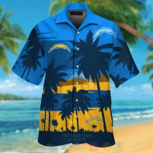 Nfl Los Angeles Chargers Blue-Yellow Coconut Tree Hawaiian Shirt