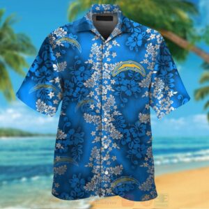 Nfl Los Angeles Chargers Hibiscus Full Blue Hawaiian Shirt