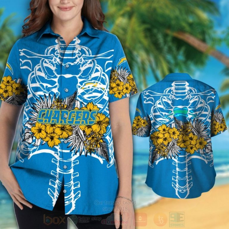 NFL_Los_Angeles_Chargers_Skeleton_Hawaiian_Shirt_Short_1_2-768x768-1