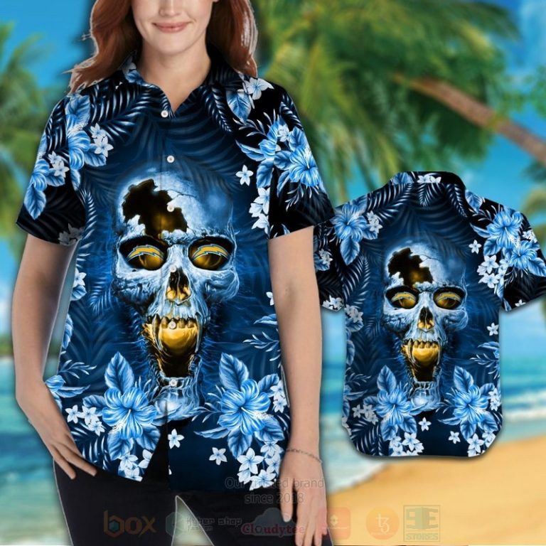 NFL_Los_Angeles_Chargers_Skull_Hawaiian_Shirt_Short_1_2-768x768-1